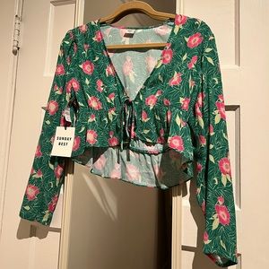 NWT aritzia Sunday best tie front blouse